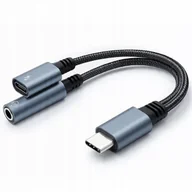 Adaptery i przejściówki - Adapter USB-C 2w1 USB-C Jack 3.5mm PD 15W 10cm - miniaturka - grafika 1