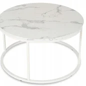 Ławy i stoliki kawowe - Stolik Kawowy Okrągły Biały Marmur Duży Ława Okrągła Biała Duża AGNES MAX - miniaturka - grafika 1