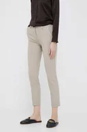 Spodnie damskie - Sisley spodnie damskie kolor beżowy proste medium waist - miniaturka - grafika 1