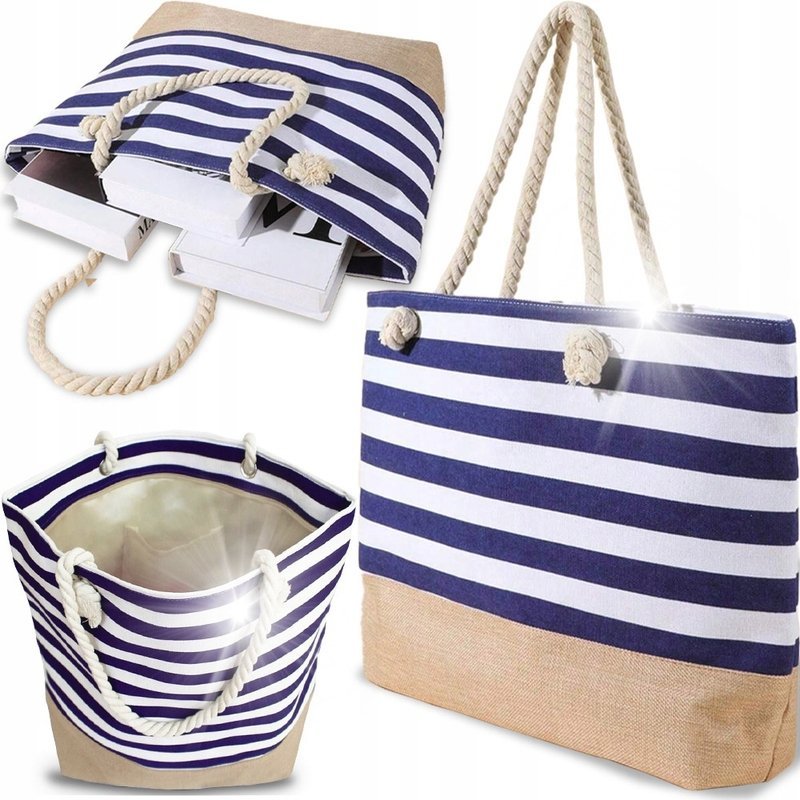 TORBA TOREBKA PLAZOWA DUŻA NA ZAMEK PLAŻĘ SIŁOWNIĘ WDOODPORNA SHOPPER XXL