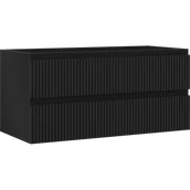 Szafki łazienkowe - Mexen Rivel szafka łazienkowa podumywalkowa 100 cm, 2 szuflady, ryflowana , czarna mat - 91A20-10047-2-BFF71 - miniaturka - grafika 1