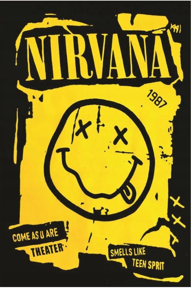 PODKŁADKA POD MYSZ Nadruk 22x18 cm Nirvana Smiley Kurt Cobain ROCK Prezent