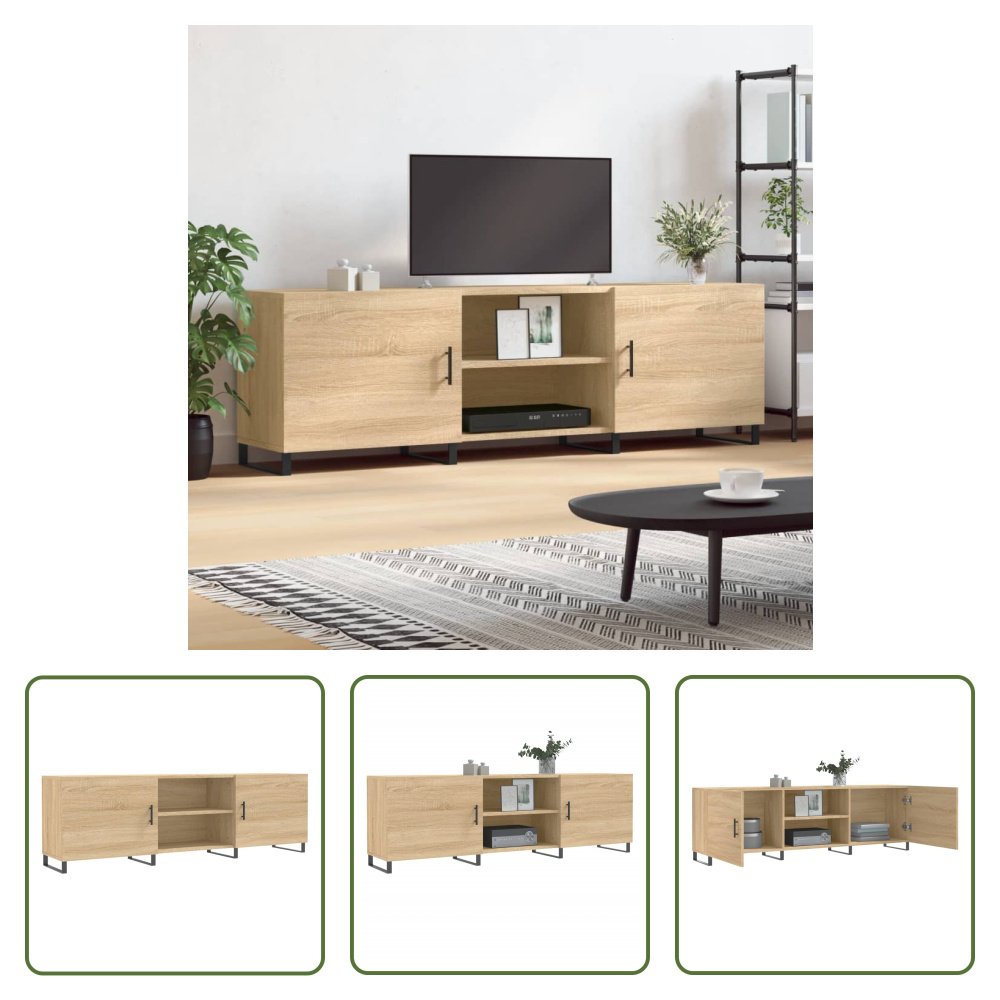 The Living Store Szafka pod telewizor dąb sonoma 150x30x50 cm materiał drewnopochodny