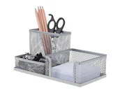 Przyborniki na biurko - NET Przybornik na biurko siatka srebrny Net Z9058 - miniaturka - grafika 1