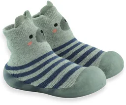 Dziecięce niechodki skarpety Szare Misiu 002P021 - Buty dla chłopców - miniaturka - grafika 1