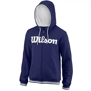 Bluzy męskie - Wilson męska bluza z kapturem, M TEAM SCRIPT FZ HOODY, bawełna/poliester Blue (Blue Depths)/White XXL WRA765903XX - grafika 1