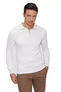 Bluzy męskie - Bonamaison Męska bluza polo TRMRVN100168, beżowa, XL - grafika 1