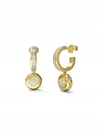 Kolczyki - Guess Stylish Guess złote kolczyki kółka z kryształkami JUBE04596JW - miniaturka - grafika 1