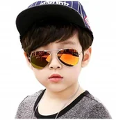 Okulary przeciwsłoneczne - Dziecięce Okulary Pilotki Aviator Lustrzane Dzieci - miniaturka - grafika 1