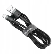 Kable USB - Wytrzymały kabel przewód w oplocie USB do iPhone Lightning QC3 2m - czarny - miniaturka - grafika 1