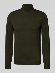 Sweter z wywijanym kołnierzem i detalem z logo - Swetry męskie - miniaturka - grafika 1