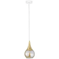 Lampy sufitowe - Keter Lighting Lacrima lampa wisząca 1x60W biały/złoty/szkło miodowe 2322 - miniaturka - grafika 1