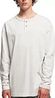 Koszulki męskie - Urban Classics Męska koszulka z długim rękawem Organic Oversized Henley z długim rękawem, jasnoszara, 3XL, jasnoszary, 3XL - miniaturka - grafika 1