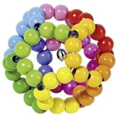 Grzechotki dla dzieci - Drewniana grzechotka, elastyczna tęczowa piłka - miniaturka - grafika 1