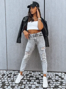 Jeansy damskie boyfriendy LORENT jasnoszare Dstreet UY1375-28 - Spodnie damskie - miniaturka - grafika 1