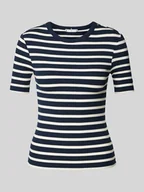 Koszulki i topy damskie - T-shirt z efektem prążkowania - miniaturka - grafika 1