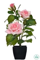 Sztuczne kwiaty - RÓŻA W DONICZCE RÓŻOWA - miniaturka - grafika 1