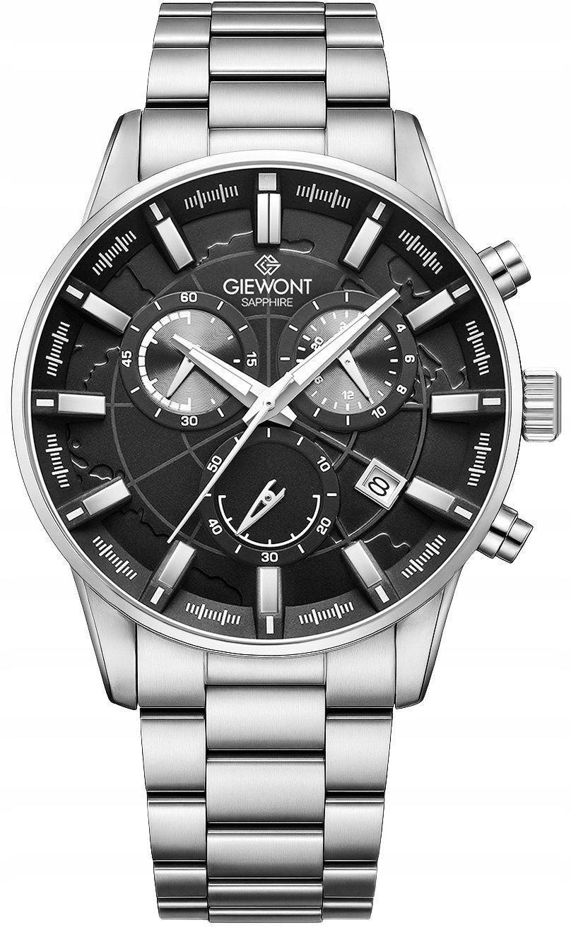 Zegarek Giewont Zegarek Męski Chronograph Sapphire Srebrny GW4580-B2