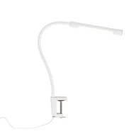 Lampy stojące - QAZQA Biała lampa biurkowa zaciskowa z diodą LED i ściemniaczem dotykowym - Lionard - miniaturka - grafika 1