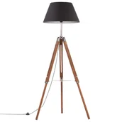 Lampy stojące - VidaXL Lampa podłogowa na trójnogu, brązowo-czarna, tek, 141 cm 288079 - miniaturka - grafika 1
