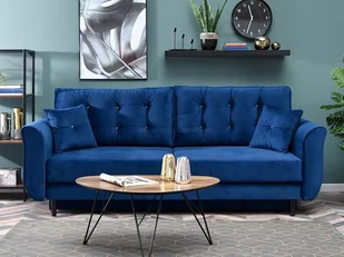 Elegancka Kanapa Z Przyjemnej Tkaniny Lanti Granatowy Welur - Sofy i kanapy - miniaturka - grafika 1