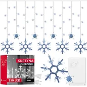 Oświetlenie świąteczne - Kurtyna świetlna 150 Led gwiazdy śnieżynki, lampki wewnętrzne światełka sople biały zimny - miniaturka - grafika 1