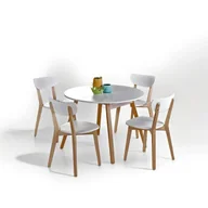 Stoły - Biały skandynawski okrągły stół rozkładany L3-D81 - miniaturka - grafika 1