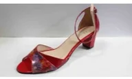 Sandały damskie - ŚLICZNE SANDAŁY damskie CZERWONE obcas 43 - miniaturka - grafika 1