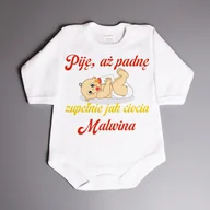 Body - Piję, aż padnę zupełnie jak ciocia - body niemowlęce - miniaturka - grafika 1