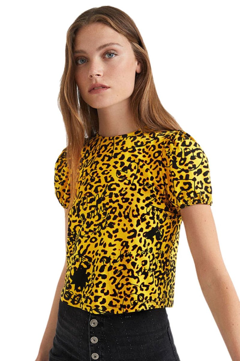 Bluzka damska Desigual Top żółta panterka-S
