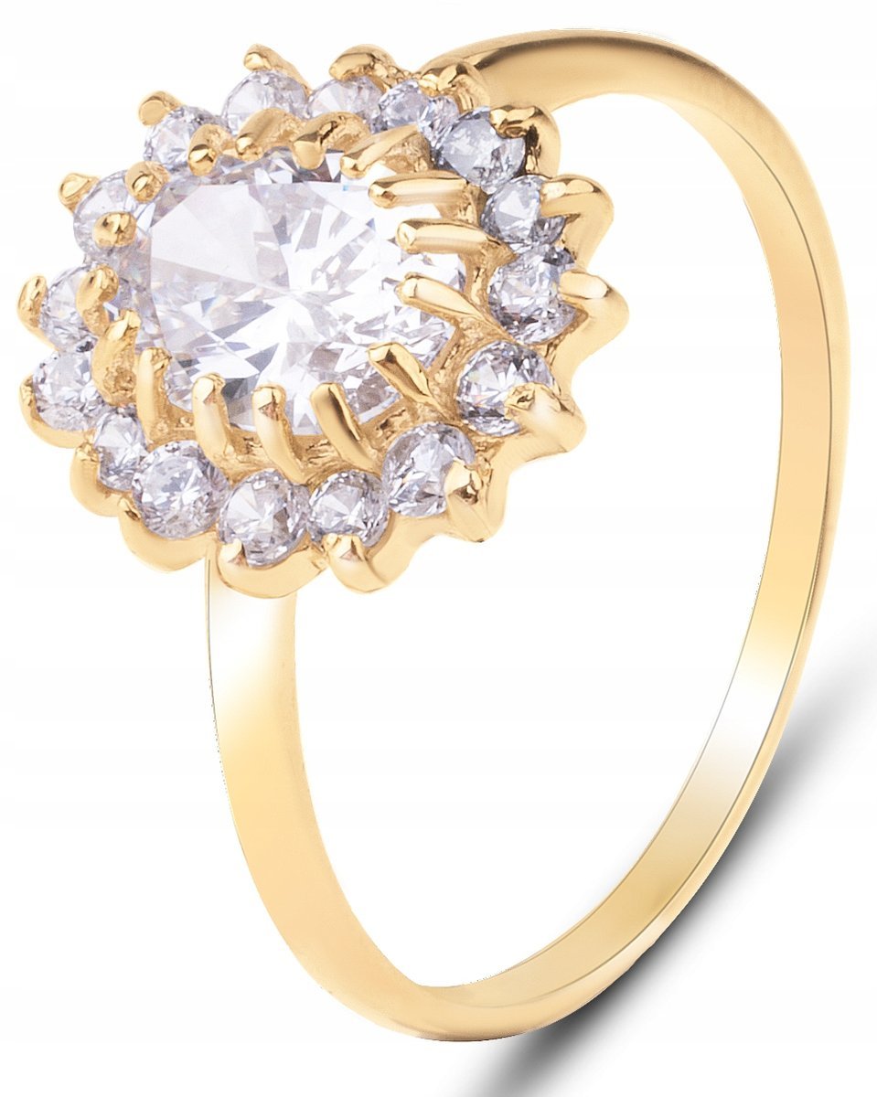 PIĘKNY ZŁOTY PIERŚCIONEK Z BIAŁYMI KAMIENIAMI MARKIZA II 8KT 333