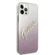Etui i futerały do telefonów - Guess GUHCP12LPCUGLSPI iPhone 12 Pro Max 6,7" różowy/pink hardcase Glitter Gradient Script GUE001095 - miniaturka - grafika 1