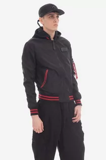 Kurtki męskie - Alpha Industries kurtka MA-1 TT Hood Defense 126108 03 męska kolor czarny przejściowa 126108.03-CZARNY - grafika 1