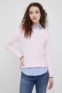 Swetry damskie - Tommy Hilfiger sweter damski kolor różowy lekki - grafika 1