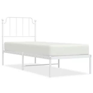 Metalowa rama łóżka z wezgłowiem, biała, 80x200 cm Lumarko! - Łóżka - miniaturka - grafika 3