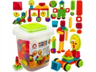 Klocki - KLOCKI KONSTRUKCYJNE W WIADERKU, WAFLE, JEŻYKI, GRZEBYKI 170 ELEMENTÓW - miniaturka - grafika 1