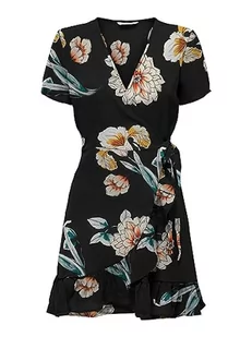 ONLY Damska sukienka Onlnova Life S/S Marlie Wrap AOP, Black/Aop:369 Soft Flowers, XXL - Sukienki - miniaturka - grafika 1