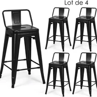 Krzesła - Zestaw 4 Sztuk Składanych Krzeseł do Jadalni z Zdejmowanym Oparciem i Podnóżkiem - Wykonane z Metalu - Maksymalne Obciążenie: 150 kg - Styl Vintage - miniaturka - grafika 1