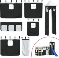 Zestawy mebli dla dzieci - Zasłony i wieża do łóżka na antresoli, biało-czarne, poliester - miniaturka - grafika 1