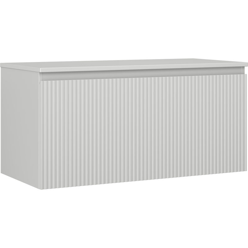 Mexen Rivel szafka łazienkowa podumywalkowa 100 cm z blatem, 1 szuflada, ryflowana , szara mat - 91A20-10047-1-BFC62