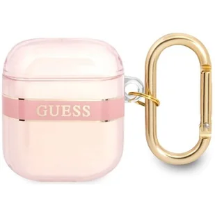 Etui Guess do AirPods cover różowy/pink Strap Collection - Akcesoria do słuchawek - miniaturka - grafika 1