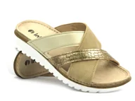 Klapki i japonki damskie - Klapki damskie ze skórzaną wkładką - Inblu CN-40, piaskowy - miniaturka - grafika 1