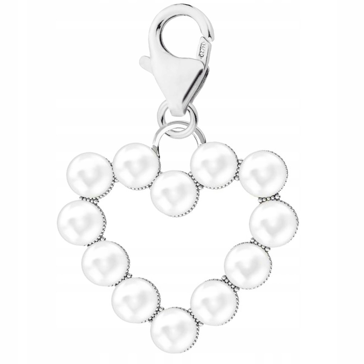 Zawieszka Serce z Perłami srebro 925