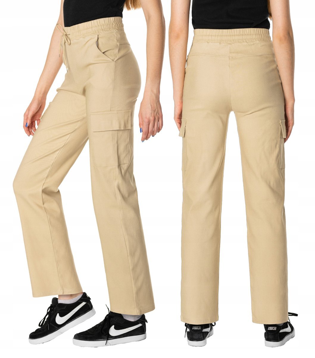 Bojówki CARGO Spodnie Damskie Wysokie 83751-2 L/XL