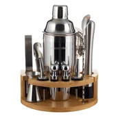 Shakery barmańskie - ZESTAW BARMAŃSKI DO DRINKÓW Z DREWNIANĄ PODSTAWKĄ - miniaturka - grafika 1