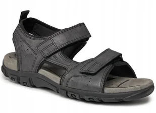 GEOX SANDAŁY MĘSKIE ZE SKÓRĄ SZARE NA RZEPY 45 JJE - Sandały męskie - miniaturka - grafika 1