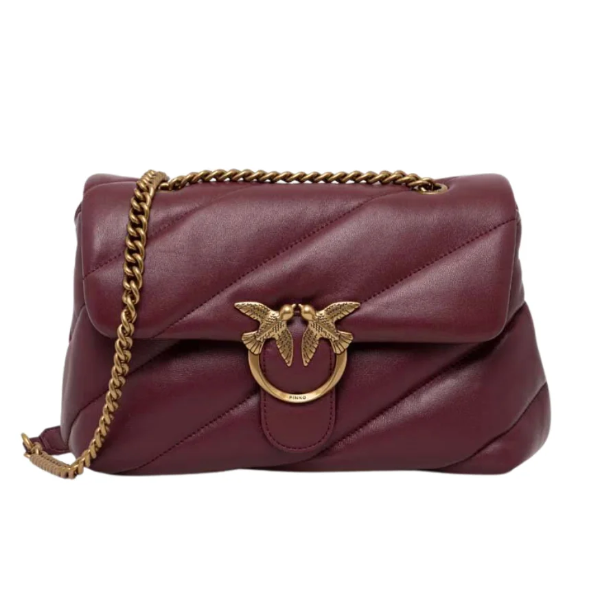 PINKO Bordowa listonoszka damska pikowana Love Puff Classic CL