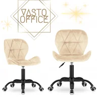Fotele i krzesła biurowe - Krzesło Obrotowe Do Biurka Gabinetu Regulowane Welurowe VASTO OFFICE Beżowe - miniaturka - grafika 1