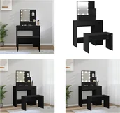 Toaletki - vidaXL Zestaw toaletek z LED z czarnego drewna - zestaw toaletek z LED - zestaw toaletek z LED - toaletka - toaletka - miniaturka - grafika 1