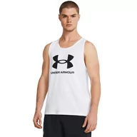 Koszulki sportowe męskie - Męski top z nadrukiem Under Armour UA Sportstyle  Logo Tank - biały - UNDER ARMOUR - miniaturka - grafika 1